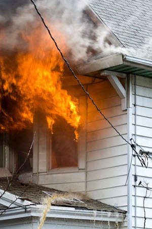 fire damaged house